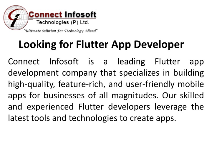 looking for flutter app developer
