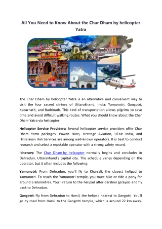 All You Need to Know About the Char Dham by helicopter Yatra