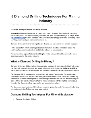 5 Diamond Drilling Techniques For Mining Industry