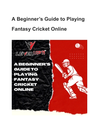 A Beginner’s Guide to Playing Fantasy Cricket Online