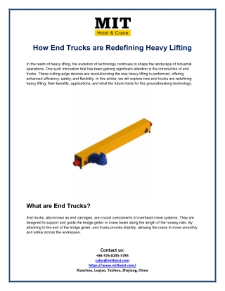 How End Trucks are Redefining Heavy Lifting