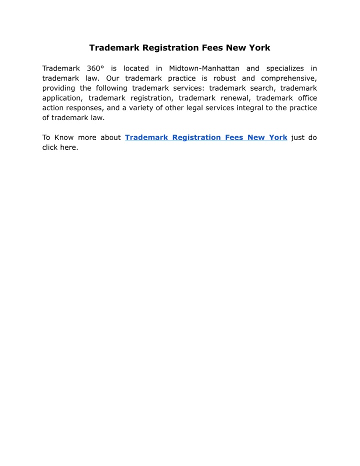 PPT Trademark Registration Fees New York PowerPoint Presentation