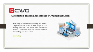 automated trading api broker cwgmarkets com