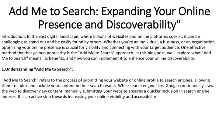 add me to search expanding your online presence and discoverability