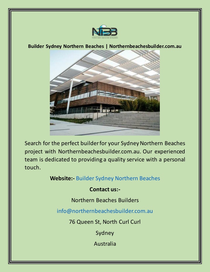 builder sydney northern beaches