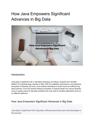 How Java Empowers Significant Advances in Big Data