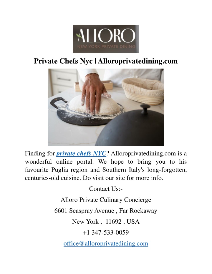 private chefs nyc alloroprivatedining com