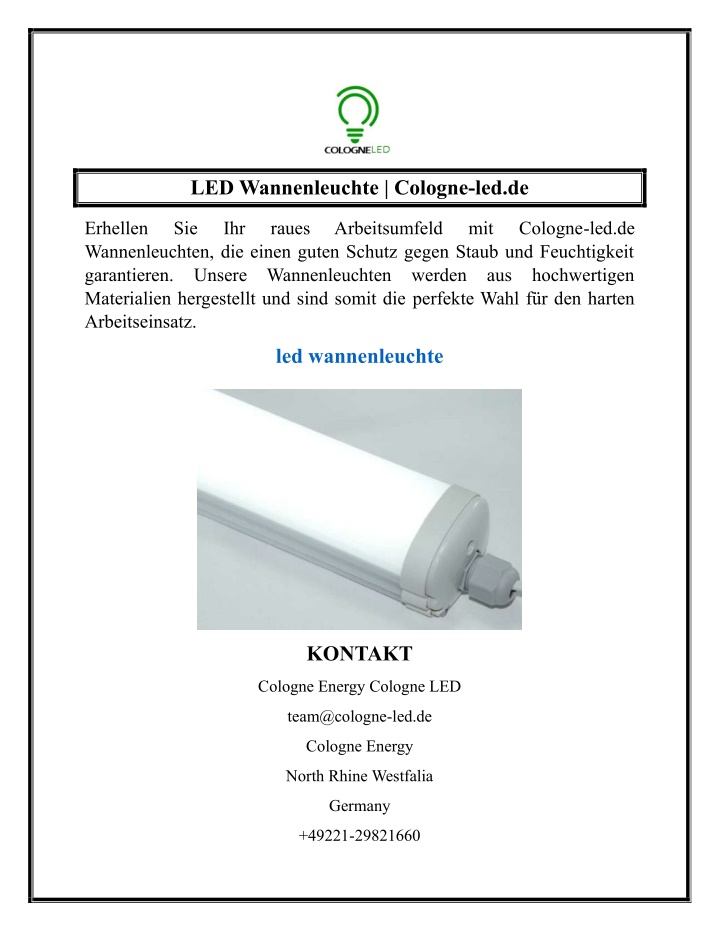 led wannenleuchte cologne led de