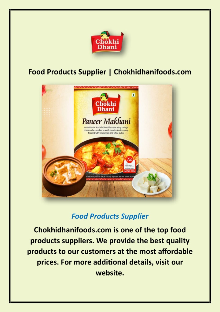 food products supplier chokhidhanifoods com