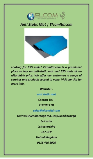 anti static mat elcomltd com