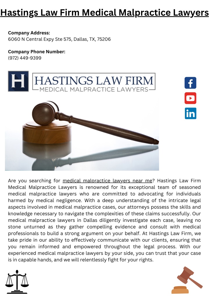 hastings law firm medical malpractice lawyers