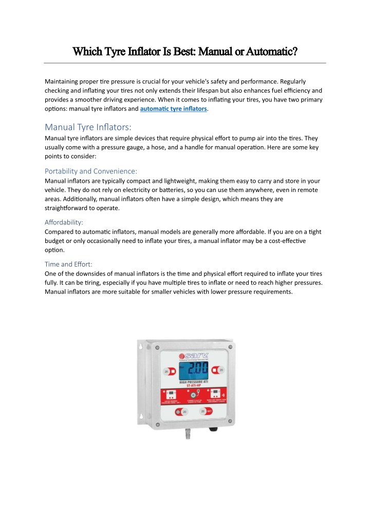 which tyre inflator is best manual or automatic