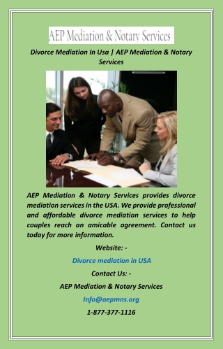 Divorce Mediation In Usa  AEP Mediation & Notary Services