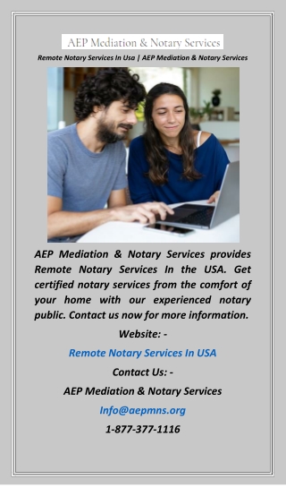 Remote Notary Services In Usa  AEP Mediation & Notary Services