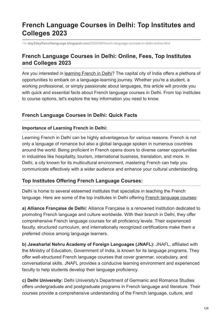 french language courses in delhi top institutes