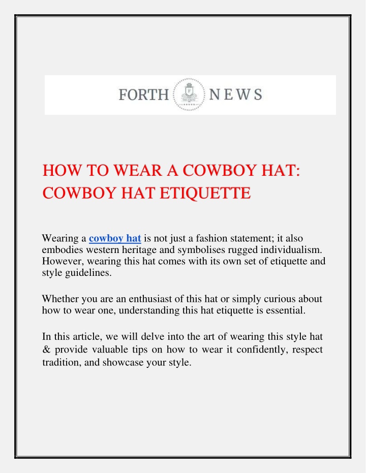 how to wear a cowboy hat cowboy hat etiquette