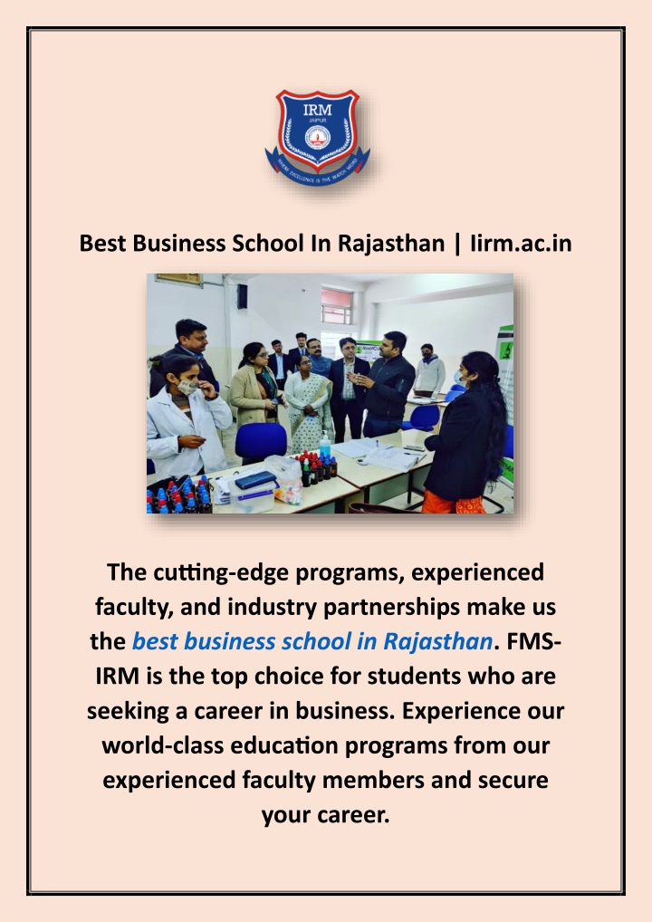 best business school in rajasthan iirm ac in