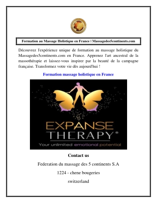 Formation au Massage Holistique en France  Massagedes5continents.com