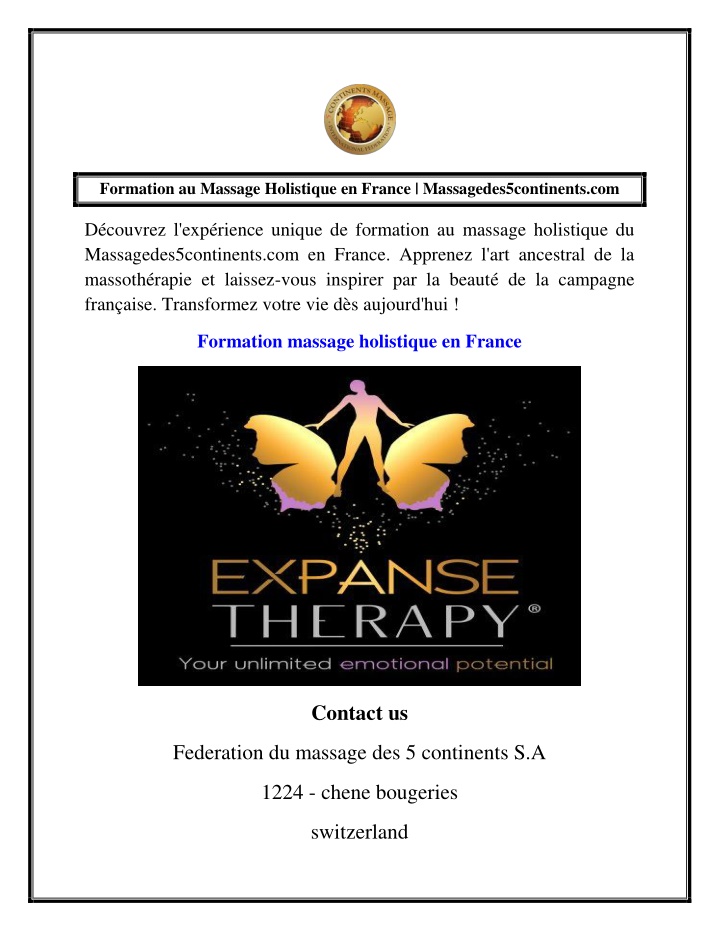 formation au massage holistique en france