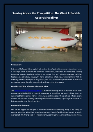 Giant Inflatable Advertising Blimp