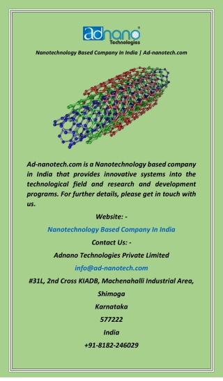 nanotechnology based company in india ad nanotech