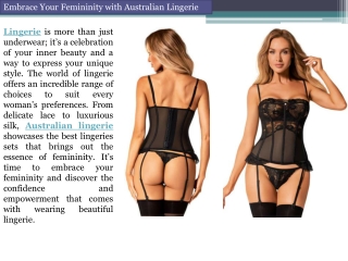 Embrace Your Femininity with Australian Lingerie - Lingerie Seduction