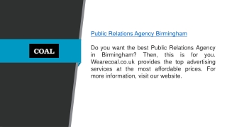 Public Relations Agency Birmingham Wearecoal.co.uk