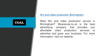 Film and Video Production Birmingham Wearecoal.co.uk