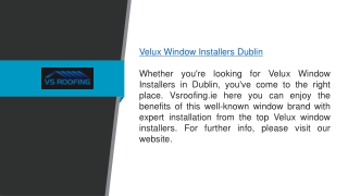 Velux Window Installers Dublin Vsroofing.ie