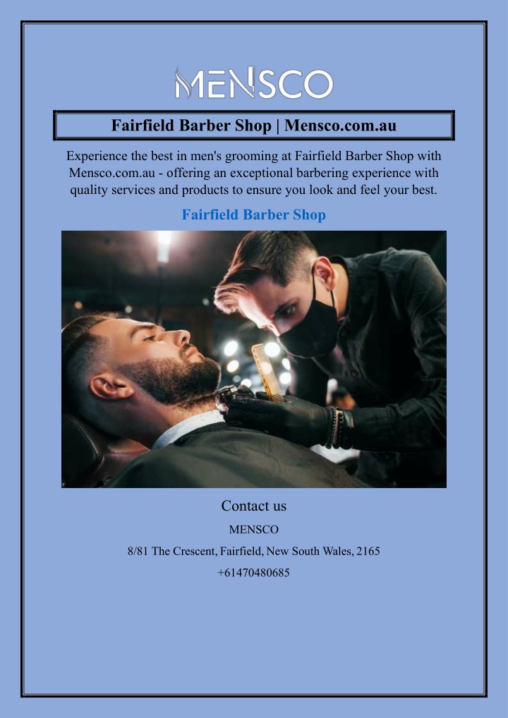fairfield barber shop mensco com au