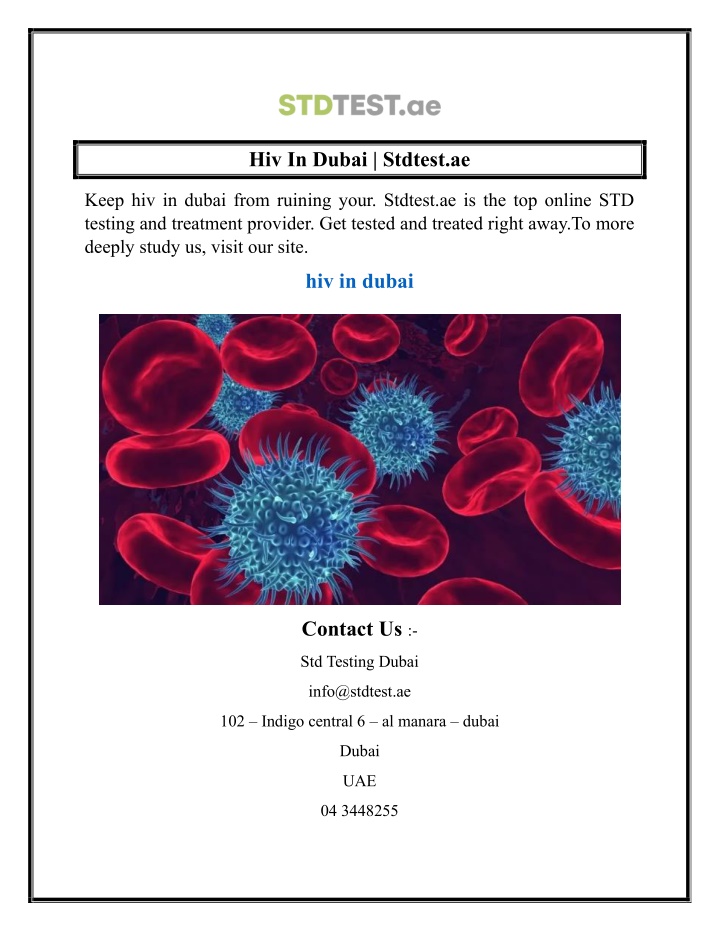 hiv in dubai stdtest ae