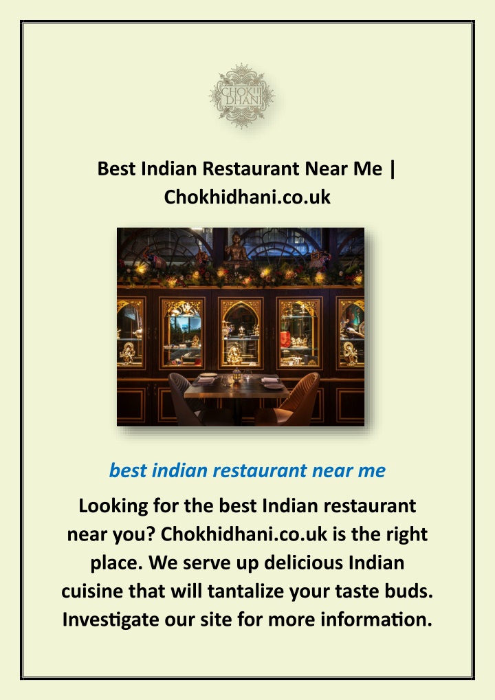 best indian restaurant near me chokhidhani co uk