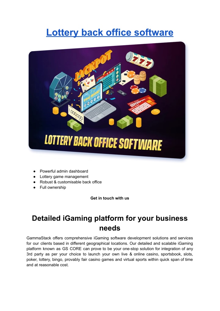 lottery back office software