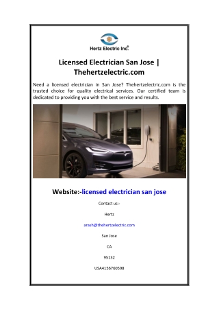 Licensed Electrician San Jose  Thehertzelectric.com