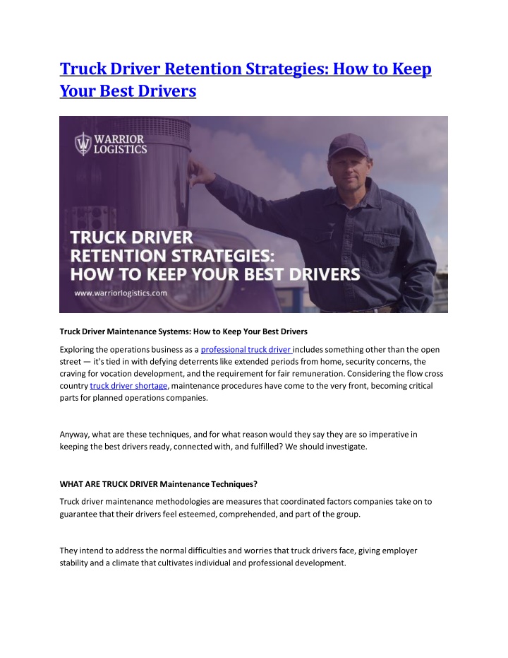 truck driver retention strategies how to keep