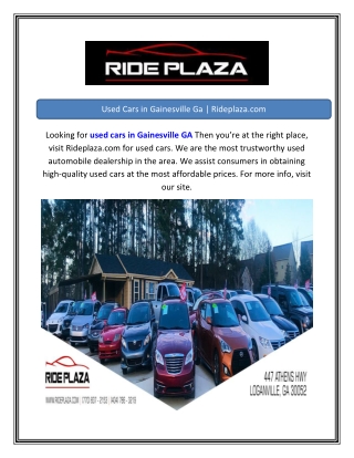 Used Cars in Gainesville Ga Rideplaza.com