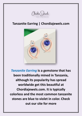 Tanzanite Earring | Chordiajewels.com