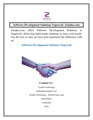 Software Development Solutions Nagercoil  Zonduo.com