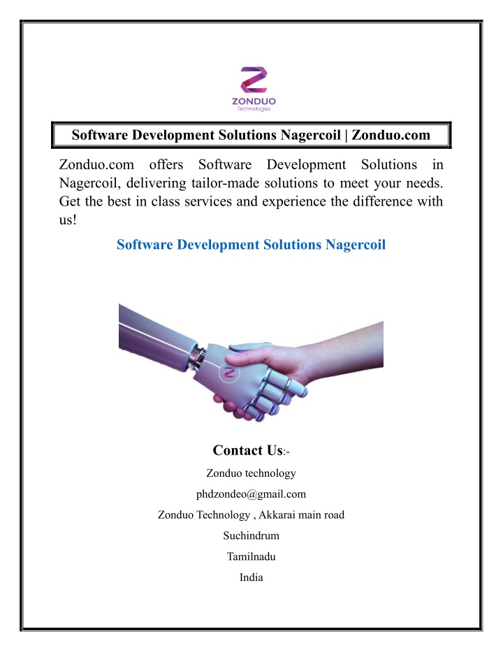 software development solutions nagercoil zonduo