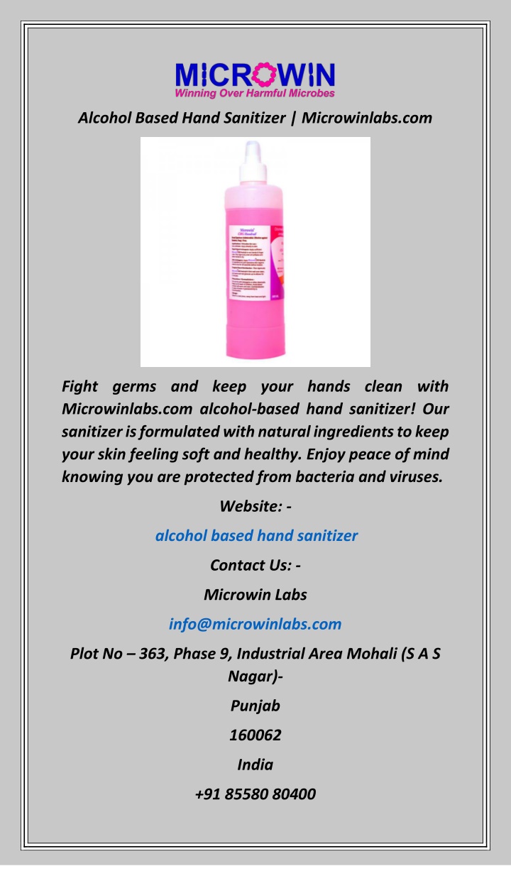 alcohol based hand sanitizer microwinlabs com