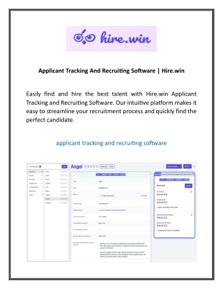 Applicant Tracking And Recruiting Software  Hire.win