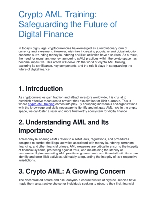 crypto aml training safeguarding the future