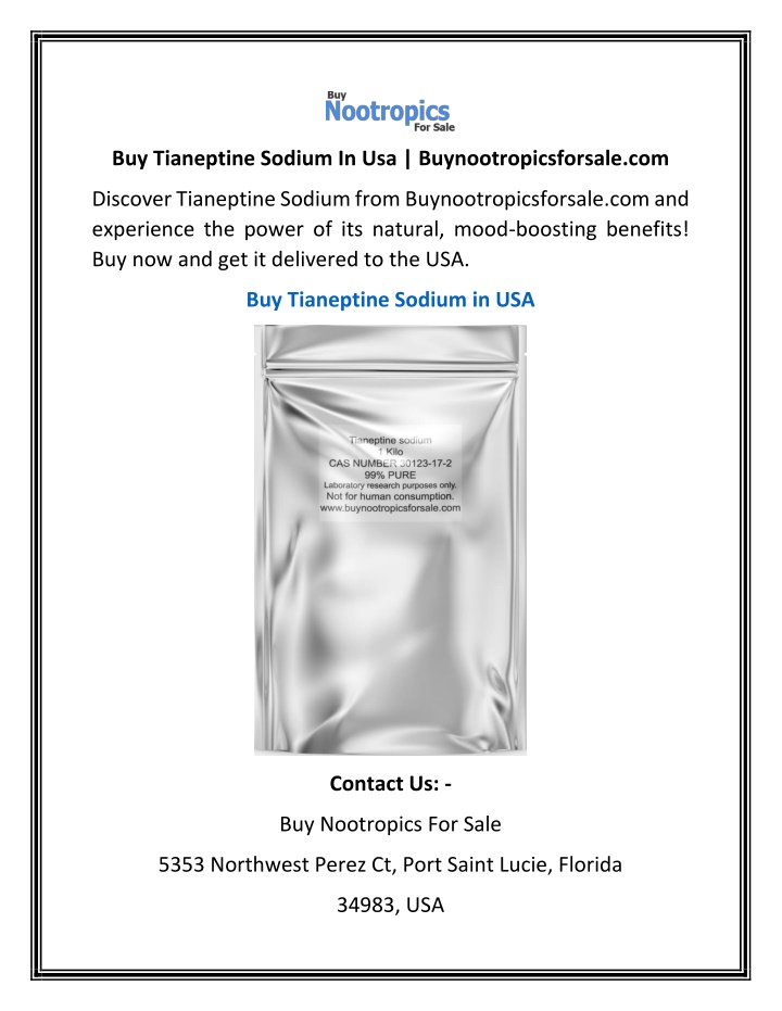 buy tianeptine sodium in usa buynootropicsforsale