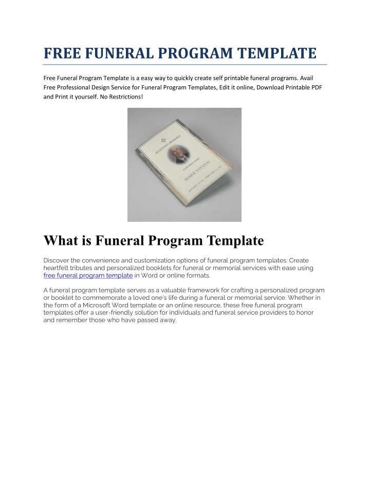 free funeral program template