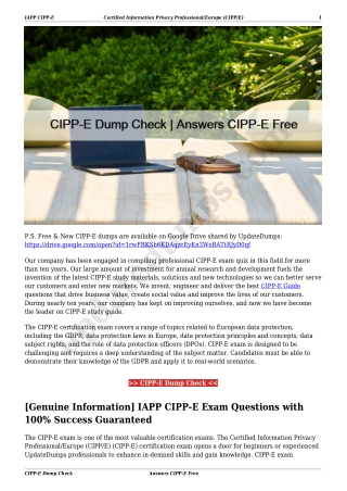 CIPP-E Dump Check | Answers CIPP-E Free
