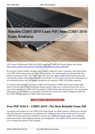 Reliable COBIT-2019 Exam Pdf | New COBIT-2019 Exam Bootcamp