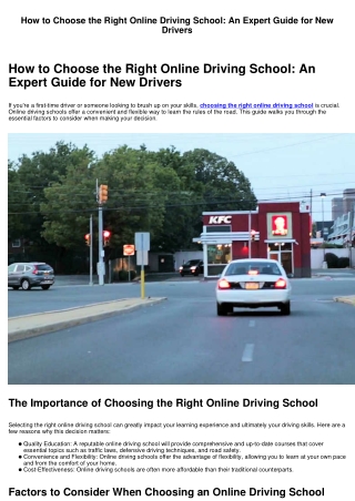 How to Choose the Right Online Driving School: An Expert Guide for New Drivers