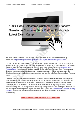 100% Pass Salesforce Customer-Data-Platform - Salesforce Customer Data Platform First-grade Latest Exam Camp