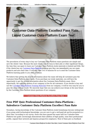 Customer-Data-Platform Excellect Pass Rate, Latest Customer-Data-Platform Exam Test