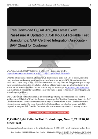 Free Download C_C4H450_04 Latest Exam Pass4sure & Updated C_C4H450_04 Reliable Test Braindumps: SAP Certified Integratio